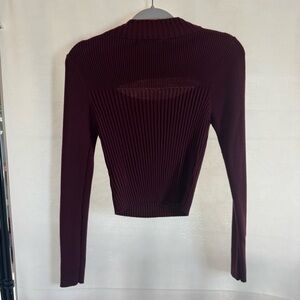 Ribbed Cutout Sweater in Berry